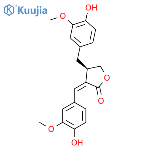 2(3H)-Furanone, dihydro-4-[(4-hydroxy-3-methoxyphenyl)methyl]-3-[(4-hydroxy-3-methoxyphenyl)methylene]-, (3Z,4R)- structure