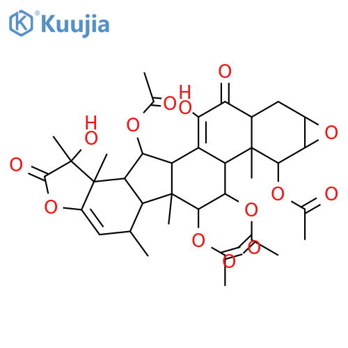 16,24-Cycloergosta-7,22-dien-26-oic acid, 1,11,12,15-tetrakis(acetyloxy)-2,3-epoxy-7,23,25-trihydroxy-6-oxo-, γ-lactone, (1α,2α,3α,5α,11α,12α,15α,16β,25S)- structure