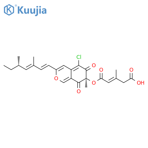 2-Pentenedioic acid,3-methyl-,1-[(7S)-5-chloro-3-[(1E,3E,5S)-3,5-dimethyl-1,3-heptadien-1-yl]-7,8-dihydro-7-methyl-6,8-dioxo-6H-2-benzopyran-7-yl]ester, (2E)- structure