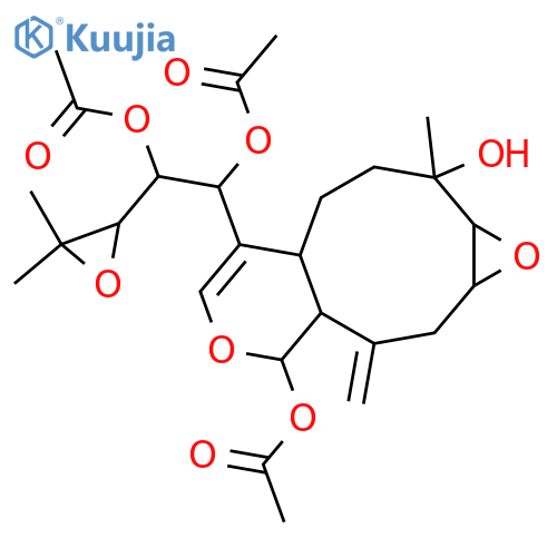 Oxireno[6,7]cyclonona[1,2-c]pyran-4,10-diol, 7-[(1R,2R)-1,2-bis(acetyloxy)-2-[(2R)-3,3-dimethyloxiranyl]ethyl]-1a,2,3,3a,4,7a,8,9,10,10a-decahydro-10-methyl-3-methylene-, 4-acetate, (1aR,3aR,4R,7aS,10S,10aR)-rel-(-)- (9CI) structure