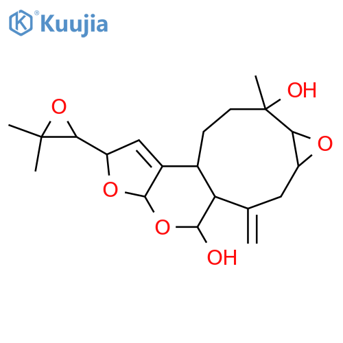 Furo[2,3-b]oxireno[5,6]cyclonona[1,2-d]pyran-5,9-diol, 2-[(2R)-3,3-dimethyloxiranyl]-2,3a,5,5a,6,7,7a,8a,9,10,11,11a-dodecahydro-9-methyl-6-methylene-, (2R,3aS,5S,5aR,7aR,8aR,9S,11aS)-rel-(-)- (9CI) structure