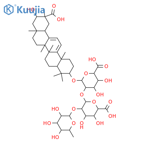 b-D-Glucopyranosiduronic acid, (3b,20a,21a)-20-carboxy-21-hydroxy-30-noroleana-9(11),12-dien-3-yl O-6-deoxy-a-L-mannopyranosyl-(1®2)-O-b-D-glucopyranuronosyl-(1®2)- (9CI) structure