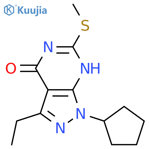 4H-Pyrazolo[3,4-d]pyrimidin-4-one,1-cyclopentyl-3-ethyl-1,7-dihydro-6-(methylthio)- structure