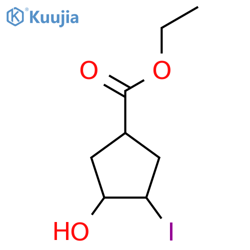 Ethyl 3-hydroxy-4-iodocyclopentane-1-carboxylate structure