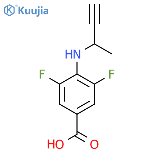 4-(but-3-yn-2-yl)amino-3,5-difluorobenzoic acid structure