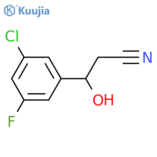 3-(3-chloro-5-fluorophenyl)-3-hydroxypropanenitrile structure