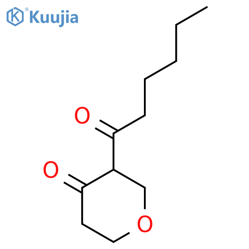 3-hexanoyloxan-4-one structure