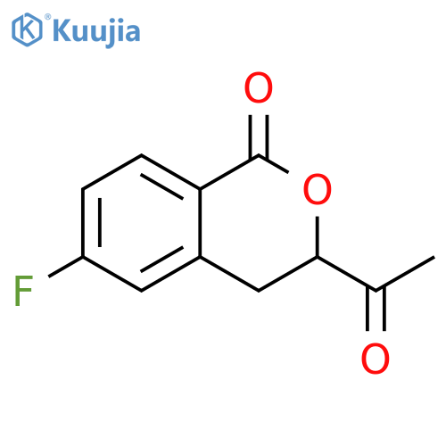 1H-2-Benzopyran-1-one, 3-acetyl-6-fluoro-3,4-dihydro- structure