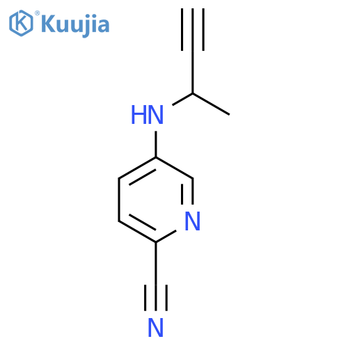 5-(but-3-yn-2-yl)aminopyridine-2-carbonitrile structure