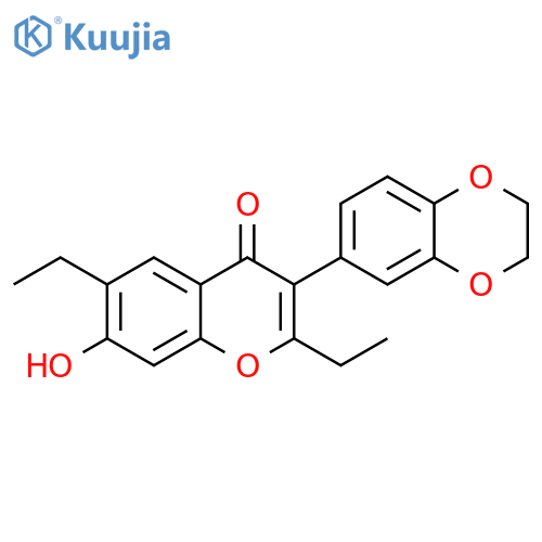 3-(2,3-dihydro-1,4-benzodioxin-6-yl)-2,6-diethyl-7-hydroxy-4H-chromen-4-one structure