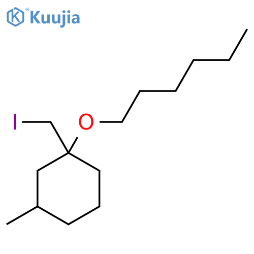 1-(hexyloxy)-1-(iodomethyl)-3-methylcyclohexane structure