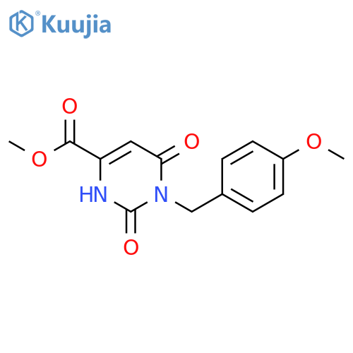 Methyl 1-(4-methoxyphenyl)methyl-2,6-dioxo-1,2,3,6-tetrahydropyrimidine-4-carboxylate structure
