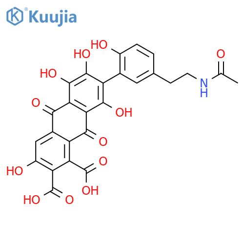 1,2-Anthracenedicarboxylicacid,7-[5-[2-(acetylamino)ethyl]-2-hydroxyphenyl]-9,10-dihydro-3,5,6,8-tetrahydroxy-9,10-dioxo- structure