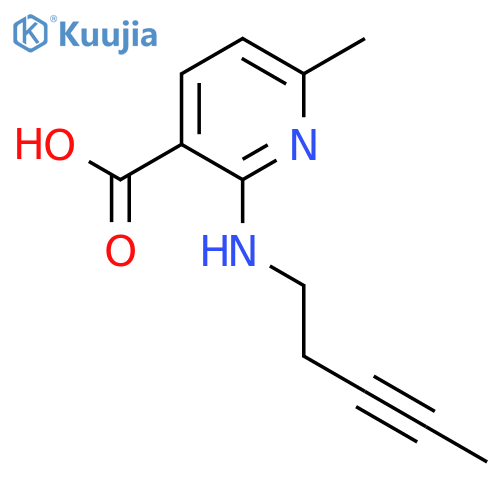 6-methyl-2-(pent-3-yn-1-yl)aminopyridine-3-carboxylic acid structure