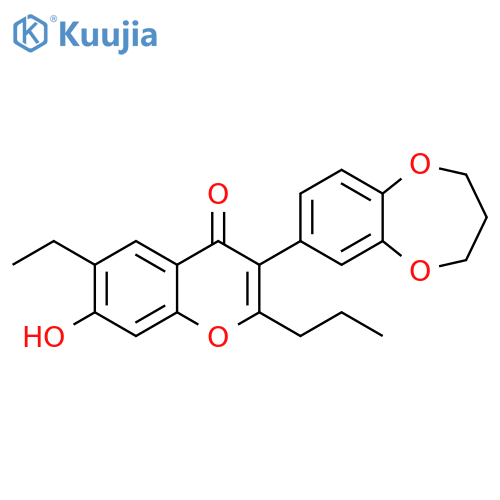 3-(3,4-dihydro-2H-1,5-benzodioxepin-7-yl)-6-ethyl-7-hydroxy-2-propyl-4H-chromen-4-one structure