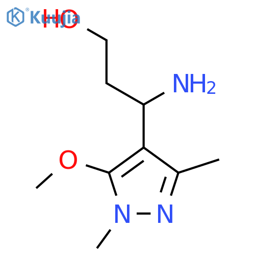 3-amino-3-(5-methoxy-1,3-dimethyl-1H-pyrazol-4-yl)propan-1-ol structure