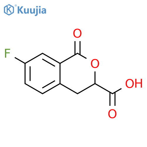 7-fluoro-1-oxo-3,4-dihydro-1H-2-benzopyran-3-carboxylic acid structure