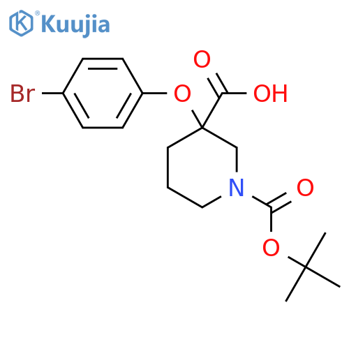 3-(4-bromophenoxy)-1-(tert-butoxy)carbonylpiperidine-3-carboxylic acid structure