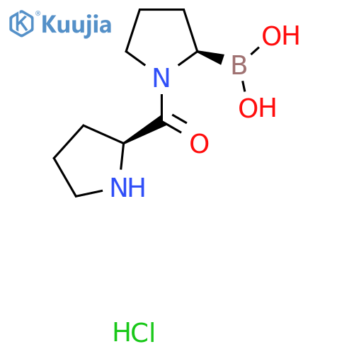 (2R)-1-(2S)-pyrrolidine-2-carbonylpyrrolidin-2-ylboronic acid hydrochloride structure