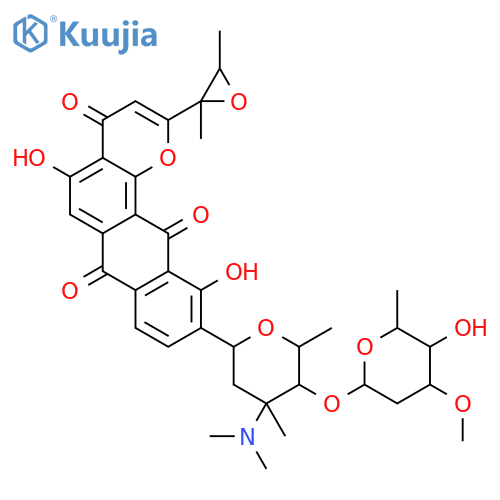 4H-Anthra[1,2-b]pyran-4,7,12-trione,2-(2,3-dimethyloxiranyl)-5,11-dihydroxy-10-[2,3,6-trideoxy-4-O-(2,6-dideoxy-3-O-methyl-a-D-ribo-hexopyranosyl)-3-(dimethylamino)-3-C-methyl-a-L-lyxo-hexopyranosyl]- (9CI) structure