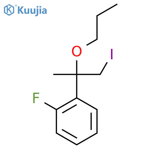1-fluoro-2-(1-iodo-2-propoxypropan-2-yl)benzene structure