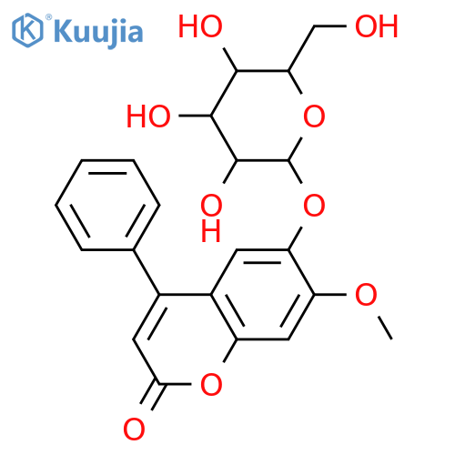 2H-1-Benzopyran-2-one, 6-(β-D-glucopyranosyloxy)-7-methoxy-4-phenyl- structure