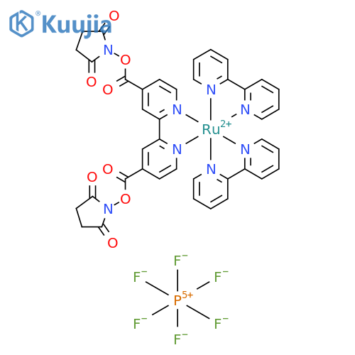 Bis(2,2'-bipyridine)-4,4'-dicarboxybipyridine-ruthenium di(N-succinimidyl ester) bis(hexafluorophosphate) (Technical Grade) structure