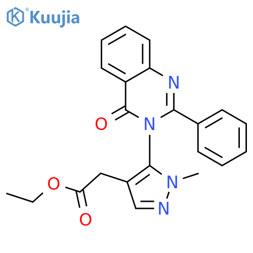 1H-Pyrazole-4-aceticacid, 1-methyl-5-(4-oxo-2-phenyl-3(4H)-quinazolinyl)-, ethyl ester structure