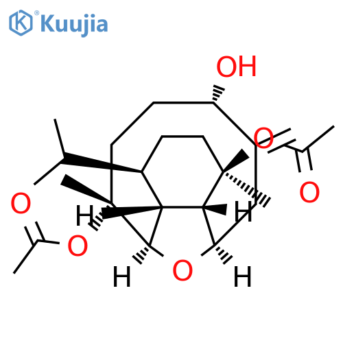 5,12-Epoxybenzocyclodecene-1,6,9-triol,tetradecahydro-1,6-dimethyl-10-methylene-4-(1-methylethyl)-, 1,6-diacetate,(1R,4R,4aR,5R,6R,9S,12R,12aS)- (9CI) structure