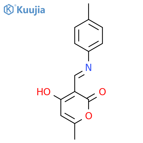(3Z)-6-methyl-3-{(4-methylphenyl)aminomethylidene}-3,4-dihydro-2H-pyran-2,4-dione structure