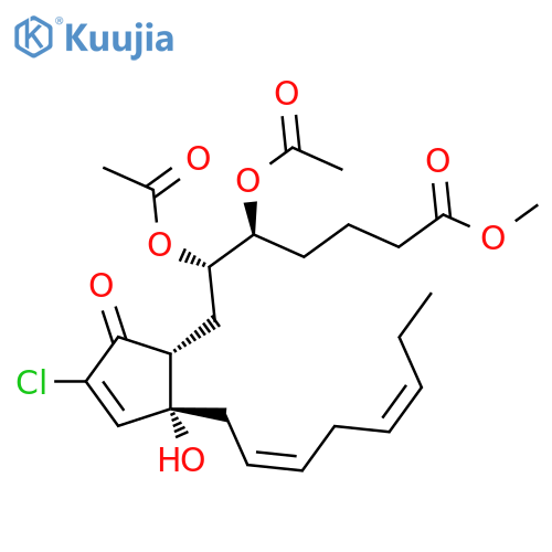 Prosta-10,14,17-trien-1-oicacid, 5,6-bis(acetyloxy)-10-chloro-12-hydroxy-9-oxo-, methyl ester,(5S,6S,14Z,17Z)- (9CI) structure
