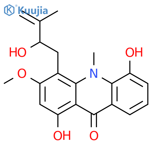 9(10H)-Acridinone,1,5-dihydroxy-4-(2-hydroxy-3-methyl-3-buten-1-yl)-3-methoxy-10-methyl-, (-)- structure