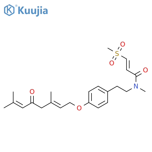 2-Propenamide,N-[2-[4-[[(2E)-3,7-dimethyl-5-oxo-2,6-octadien-1-yl]oxy]phenyl]ethyl]-N-methyl-3-(methylsulfonyl)-,(2E)- structure