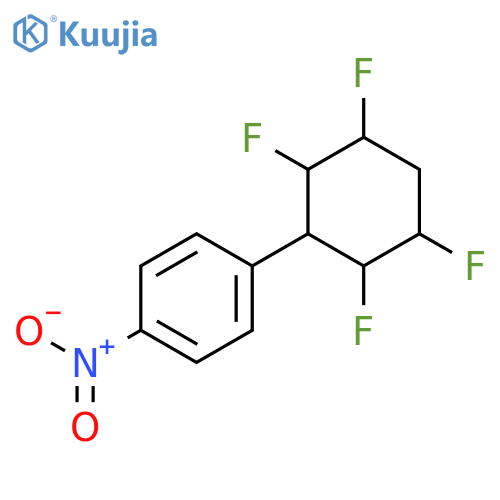 Benzene, 1-nitro-4-[(2S,3R,5S,6R)-2,3,5,6-tetrafluorocyclohexyl]-, rel- structure