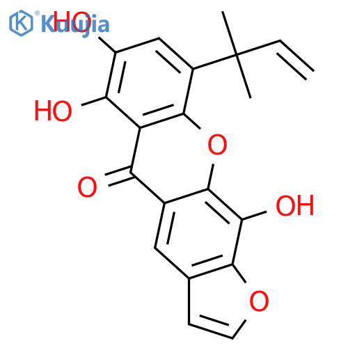 5H-Furo[3,2-b]xanthen-5-one,9-(1,1-dimethyl-2-propen-1-yl)-6,7,11-trihydroxy- structure