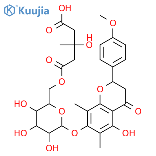 4H-1-Benzopyran-4-one,7-[[6-O-(4-carboxy-3-hydroxy-3-methyl-1-oxobutyl)-b-D-glucopyranosyl]oxy]-2,3-dihydro-5-hydroxy-2-(4-methoxyphenyl)-6,8-dimethyl-,(2S)- structure