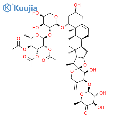 b-D-xylo-Hexopyranosid-4-ulose, (1b,3b,23S,24S)-3,23-dihydroxy-1-[[2-O-(2,3,4-tri-O-acetyl-6-deoxy-a-L-mannopyranosyl)-a-L-arabinopyranosyl]oxy]spirosta-5,25(27)-dien-24-yl6-deoxy- (9CI) structure