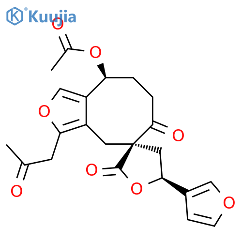 Spiro[cycloocta[c]furan-5(4H),3'(2'H)-furan]-2',6(7H)-dione, 9-(acetyloxy)-5'-(3-furanyl)-4',5',8,9-tetrahydro-3-(2-oxopropyl)-, (3'R,5'S,9S)- (9CI) structure