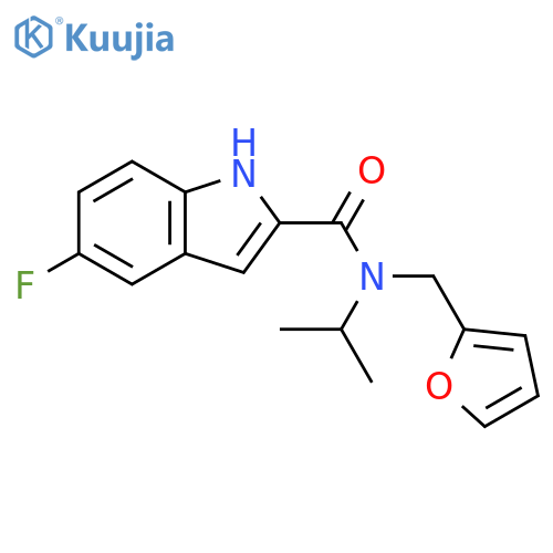 5-fluoro-N-(furan-2-yl)methyl-N-(propan-2-yl)-1H-indole-2-carboxamide structure