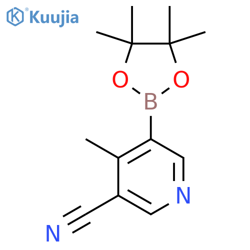 4-methyl-5-(tetramethyl-1,3,2-dioxaborolan-2-yl)pyridine-3-carbonitrile structure