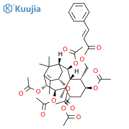 2-Propenoic acid,3-phenyl-,[(1S,3S,4R,4aR,5R,6R,8S,11R,12R,12aS)-1,3,5,8,11,12-hexakis(acetyloxy)-1,2,3,4,4a,5,6,7,8,11,12,12a-dodecahydro-9,12a,13,13-tetramethyl-6,10-methanobenzocyclodecen-4-yl]methylester, (2E)- (9CI) structure