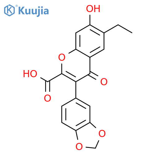 3-(1,3-benzodioxol-5-yl)-6-ethyl-7-hydroxy-4-oxo-4H-1-Benzopyran-2-carboxylic acid structure