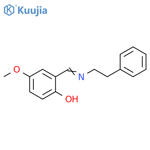 4-methoxy-2-[(1E)-[(2-phenylethyl)imino]methyl]phenol structure
