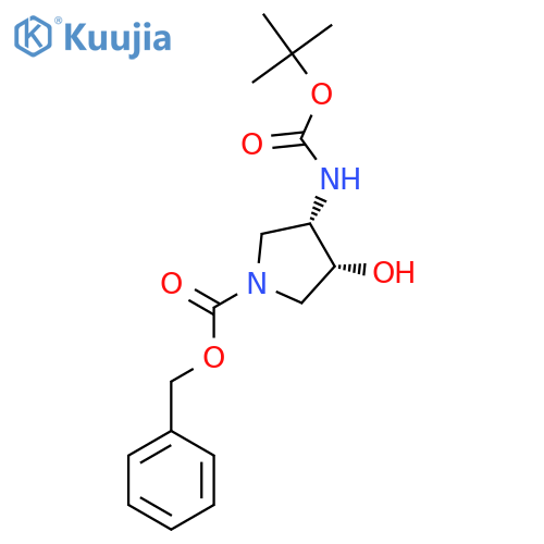 (3S,4R)-3-Tert-Butoxycarbonylamino-4-hydroxy-pyrrolidine-1-carboxylic acid benzyl ester structure