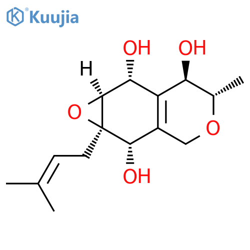 2H-Oxireno[g][2]benzopyran-2,6,7-triol,1a,3,5,6,7,7a-hexahydro-5-methyl-1a-(3-methyl-2-butenyl)-,(1aR,2S,5S,6R,7R,7aS)-rel- (9CI) structure