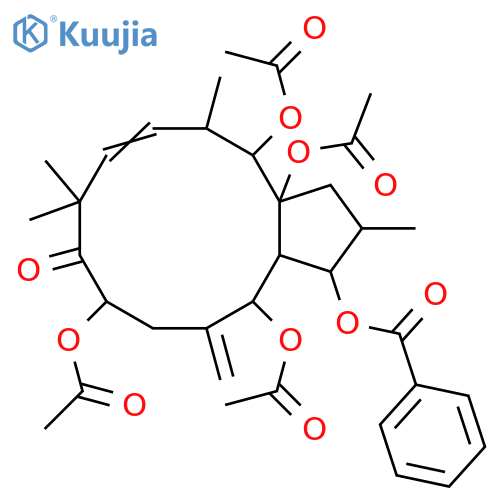 3,5,8,14,15-Pentahydroxy-6(17),11-jatrophadien-9-one; (2α,3β,5α,8ξ,11E,13β,14α,15β)-form, 3-Benzoyl, 5,8,14,15-tetra-Ac structure