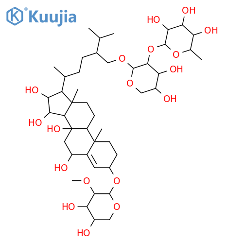 Ergost-4-ene-3,6,8,15,16,28-hexol; (3β,6β,8β,15α,16β,24S)-form, 3-O-(2-O-Methyl-β-D-xylopyranoside), 28-O-[6-deoxy-α-L-galactopyranosyl-(1→2)-β-D-xylopyranoside] structure