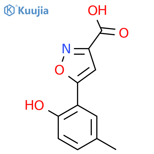 5-(2-hydroxy-5-methylphenyl)-1,2-oxazole-3-carboxylic acid structure