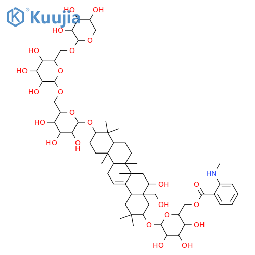 β-D-Glucopyranoside, (3β,16β,21β)-16,28-dihydroxy-21-[[6-O-[2-(methylamino)benzoyl]-β-D-glucopyranosyl]oxy]olean-12-en-3-yl O-β-D-xylopyranosyl-(1→6)-O-β-D-glucopyranosyl-(1→6)- structure