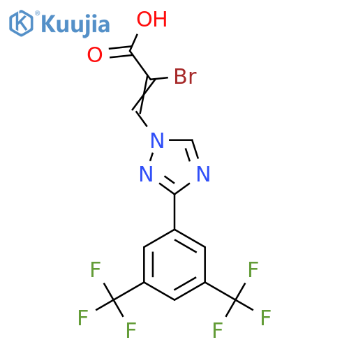 3-[3-[3,5-Bis(trifluoromethyl)phenyl]-1,2,4-triazol-1-yl]-2-bromoprop-2-enoic acid structure